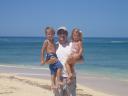 Daddy, Harry, and Addie on Our Beach in Grand Turk